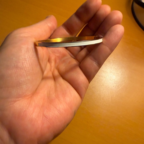 Elegant Gold and White Bangle Bracelet - Picture 6 of 7